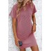 Mandy Ribbed Striped Short Sleeve Mini Tee Dress