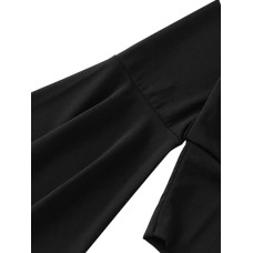 Plunge Flare Sleeve Cropped Top