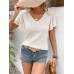 V-Neck Flutter Sleeve Blouse