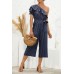 Ruffled Single Shoulder Tie Waist Jumpsuit