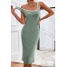 Square Neck Wide Strap Sleeveless Dress