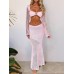 Tied Long Sleeve Top and Skirt Cover Up Set