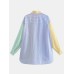 Pocketed Color Block Long Sleeve Shirt