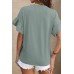 Round Neck Flounce Sleeve Blouse