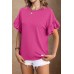 Round Neck Flounce Sleeve Blouse