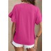 Round Neck Flounce Sleeve Blouse