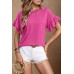 Round Neck Flounce Sleeve Blouse