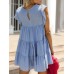 Ruched Round Neck Cap Sleeve Mini Dress