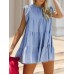 Ruched Round Neck Cap Sleeve Mini Dress