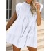 Ruched Round Neck Cap Sleeve Mini Dress