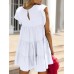 Ruched Round Neck Cap Sleeve Mini Dress