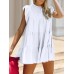 Ruched Round Neck Cap Sleeve Mini Dress