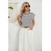 Striped Round Neck Cap Sleeve T-Shirt