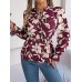 Printed Tie Neck Flounce Sleeve Blouse