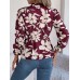 Printed Tie Neck Flounce Sleeve Blouse