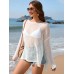 Solid color long sleeved knitted fashionable vacation bikini beach cover shirt