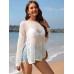 Solid color long sleeved knitted fashionable vacation bikini beach cover shirt