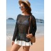 Solid color long sleeved knitted fashionable vacation bikini beach cover shirt