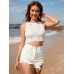 New cotton trimmed camisole with hollow out solid color white women's vest New cotton trimmed camisole with hollow out solid color white women's vest