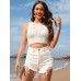 New cotton trimmed camisole with hollow out solid color white women's vest New cotton trimmed camisole with hollow out solid color white women's vest