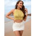 New cotton trimmed camisole with hollow out solid color white women's vest New cotton trimmed camisole with hollow out solid color white women's vest