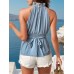 Tied Swiss Dot Mock Neck Tank