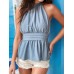 Tied Swiss Dot Mock Neck Tank