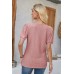 Eyelet Round Neck Short Sleeve Blouse