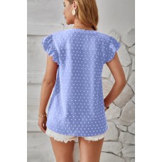 V-neck woven jacquard pile sleeve casual work top