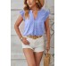 V-neck woven jacquard pile sleeve casual work top
