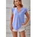 V-neck woven jacquard pile sleeve casual work top