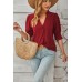New solid color V-neck mid sleeve comfortable and breathable casual top