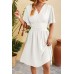 V-neck cinched waist flared sleeve fashionable dress V-neck cinched waist flared sleeve fashionable dress