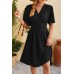 V-neck cinched waist flared sleeve fashionable dress V-neck cinched waist flared sleeve fashionable dress