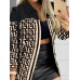 Long sleeved button color blocked printed lapel commuter suit for women