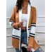 Shiny Color Block Open Front Cardigan