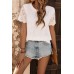 Perfee Eyelet Round Neck Short Sleeve T-Shirt