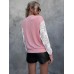 Hollow lace lace patchwork long sleeved round neck T-shirt for women