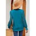 V-neck lace patchwork loose long sleeved T-shirt top for women