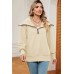 New long sleeved zipper lapel shawl pullover hoodie for women