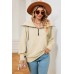 New long sleeved zipper lapel shawl pullover hoodie for women