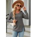 Slit Decorative Button Square Neck T-Shirt