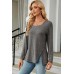 Slit Decorative Button Square Neck T-Shirt
