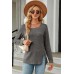 Slit Decorative Button Square Neck T-Shirt