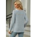 Slit Decorative Button Square Neck T-Shirt