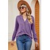 New V-neck button long sleeved T-shirt loose casual pullover