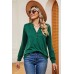 New V-neck button long sleeved T-shirt loose casual pullover