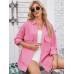Washed loose long sleeved denim shirt top
