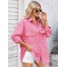 Washed loose long sleeved denim shirt top