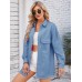 Washed loose long sleeved denim shirt top